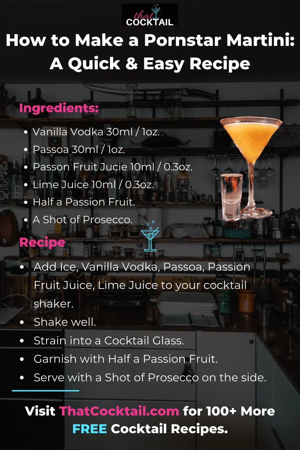 How to Make a Pornstar Martini infographic.