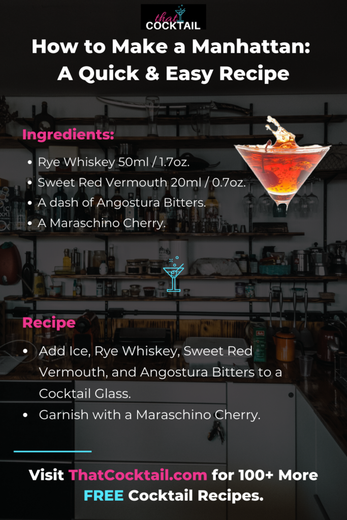 How to make a manhattan cocktail recipe infographic