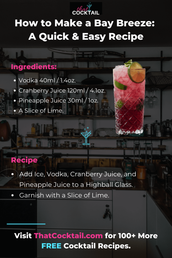 How to make a Bay Breeze infographic. The complete Bay Breeze cocktail recipe