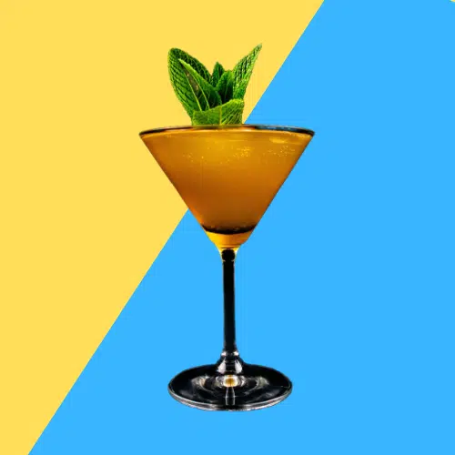 My Valentine in a martini glass with a mint sprig