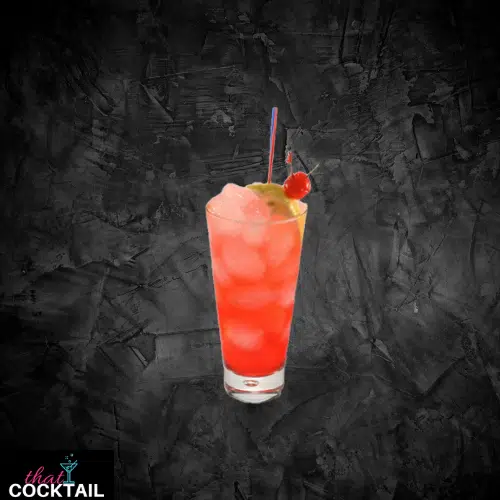 Kentucky Sunrise in a tall glass with ice, a cherry and a straw