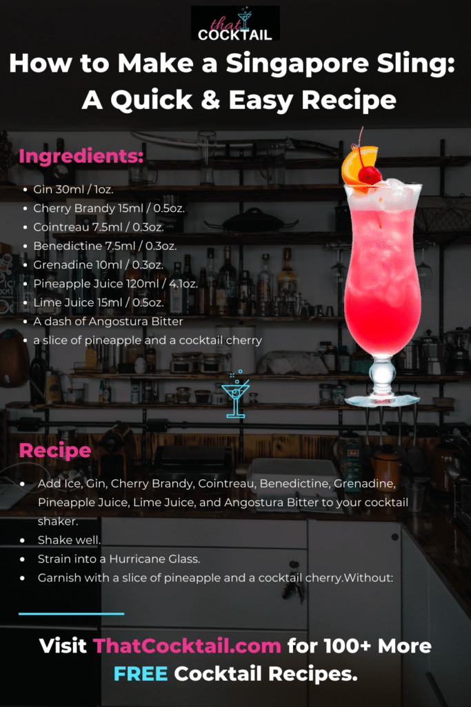 How to make a Singapore Sling cocktail recipe Infographic