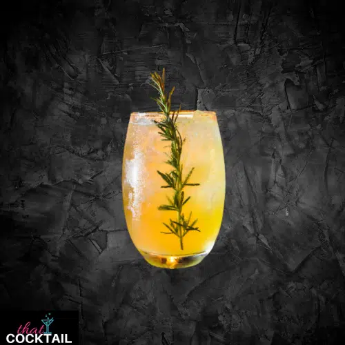 Sloe Comfortable Screw in a tumbler with ice and a rosemary sprig