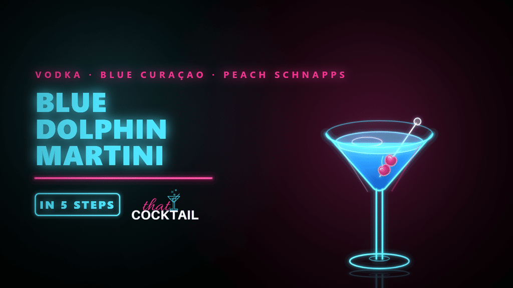 Blue Dolphin Martini recipe. This cocktail contains Vodka, Blue Curacao and Peach Schnapps