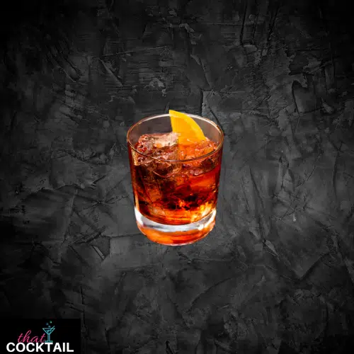 Passoa Bramble over ice in a rocks glass with an orange slice