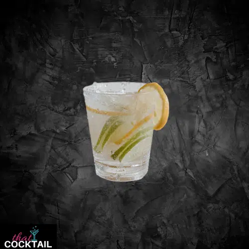 John Collins in a tall glass with ice and citrus slices