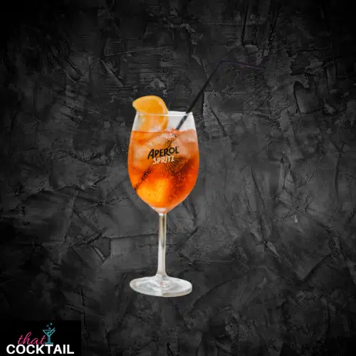 Aperol Spritz in a wine glass with an orange slice