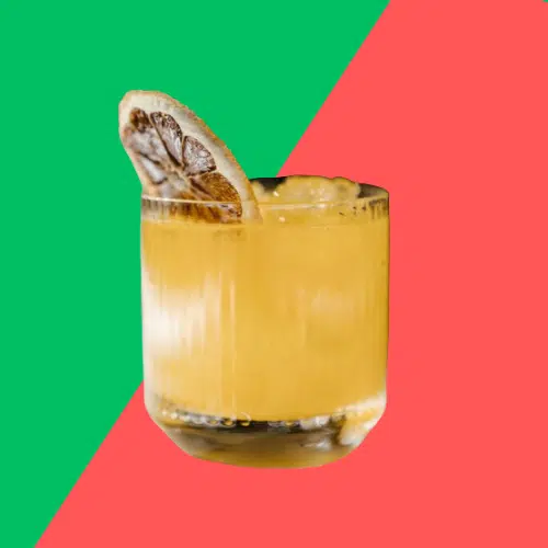Limoncello Spritz in a tumbler with a dried citrus wheel
